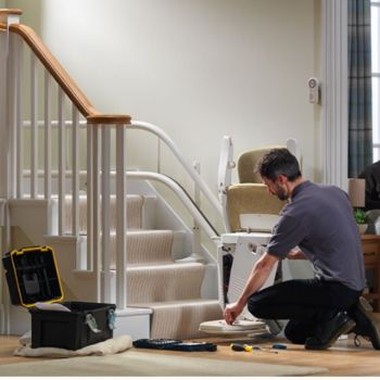 Technician installing a Stairlift in Fletcher, NC